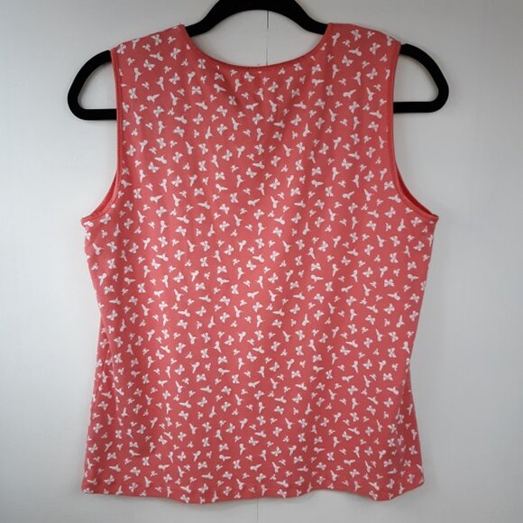 Christopher and Banks Tank Top Women's Large GUC Butterflies Birds Shirt PEACH - Picture 5 of 6